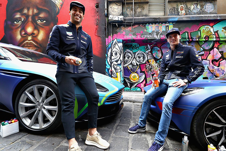 Daniel Ricciardo und Max Verstappen am Mittwoch in Melbourne