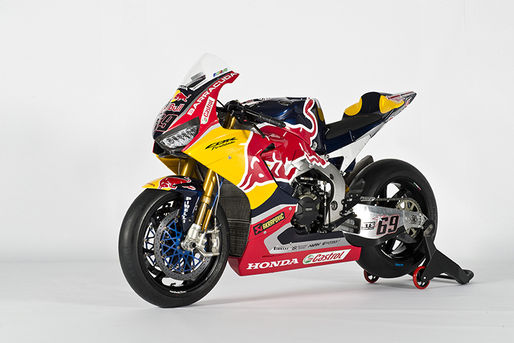 Die Superbike-Honda im Design von Hauptsponsor Red Bull