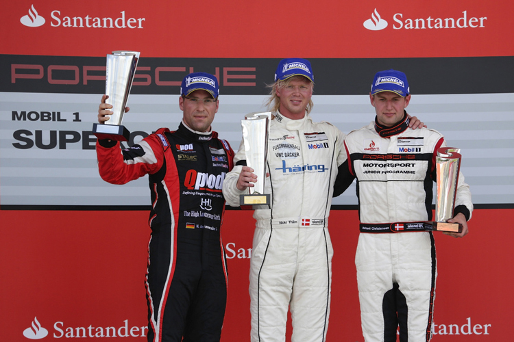 Das Podium in Silverstone: Ammermüller, Thiim, Christensen