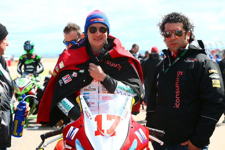 Gabriel Noderer (li.) mit seinem Honda-Teamchef Alberto Marangoni