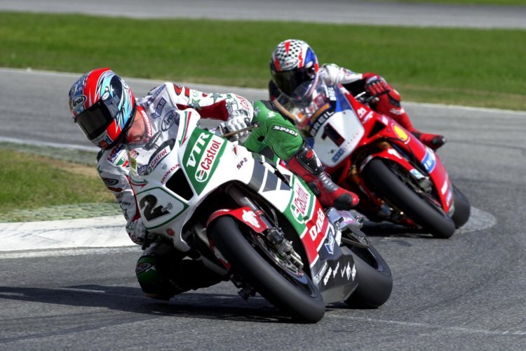 Colin Edwards und Troy Bayliss 2002 in Imola