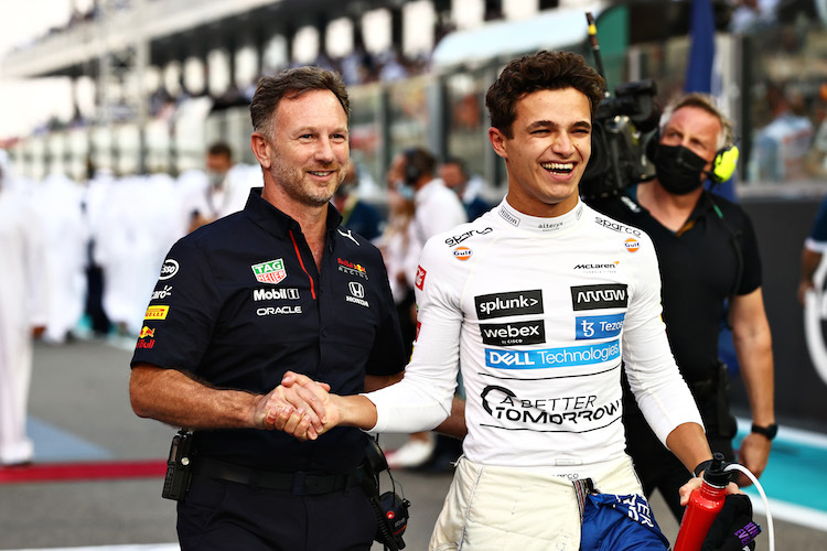 Red Bull Racing-Teamchef Christian Horner mit Lando Norris 