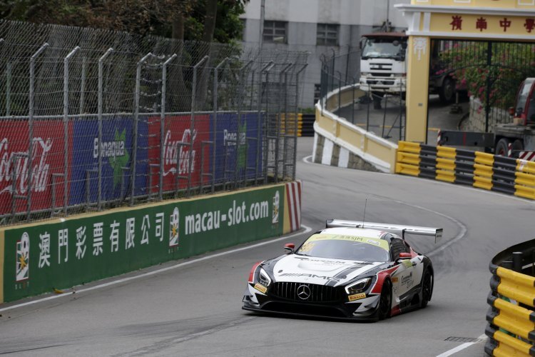 Rang zwei im Samstagslauf in Macau: Der Mercedes-AMG GT3 von Raffaele Marciello 