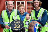 Die Binder-Familie vor dem Start: Trevor, Brad und Darryn