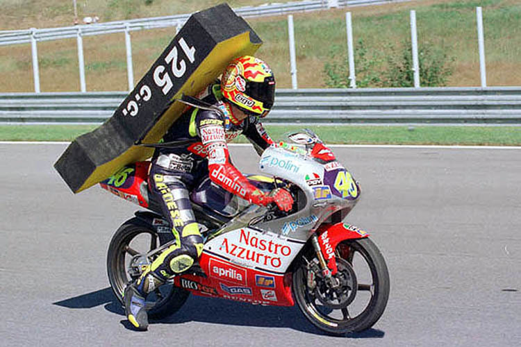 Valentino Rossi bei seinem Brünn-Sieg (125 ccm) im Jahr 1997