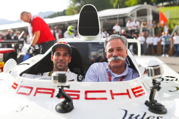Formel-1-CEO Chase Carey am Red Bull Ring mit Porsche-Werksfahrer Neel Jani