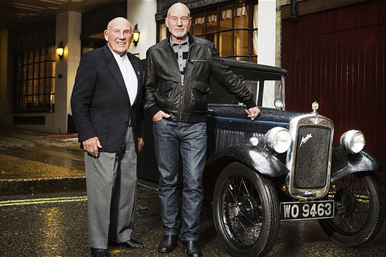 Sir Stirling Moss und Schauspieler Patrick Stewart