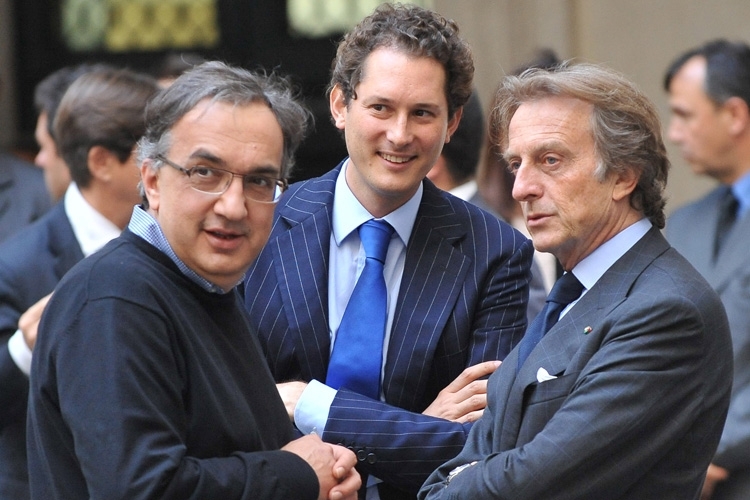 Fiat-Geschäftsleiter Sergio Marchionne, Fiat-Boss John Elkann, Ferrari-Präsident Luca Montezemolo