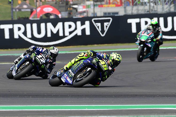 Valentino Rossi vor Maverick Viñales und Franco Morbidelli