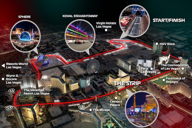 Die Strecke führt vorbei an einigen Sehenswürdigkeiten von Las Vegas