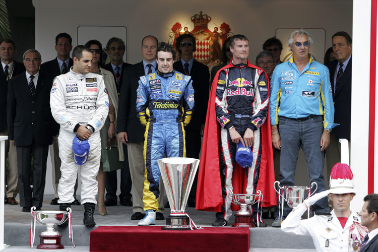 David Coulthard (im Superman-Umhang): Erster Podestplatz für RBR in Monaco 2006