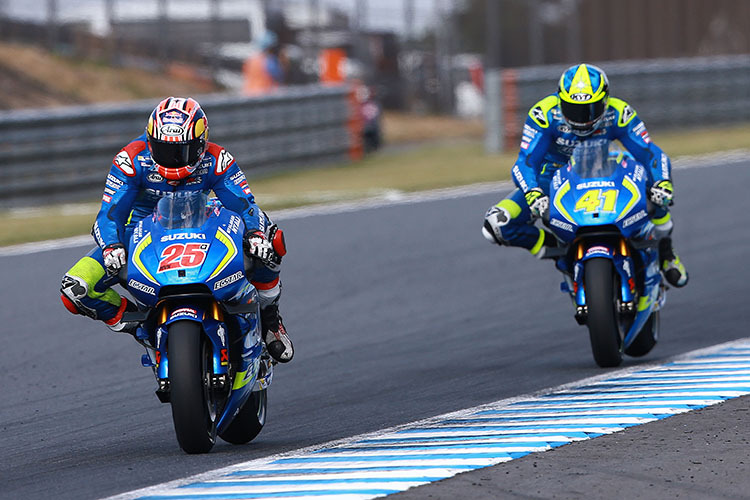 Maverick Viñales und Aleix Esparagró peilen Podestplätze für Suzuki an