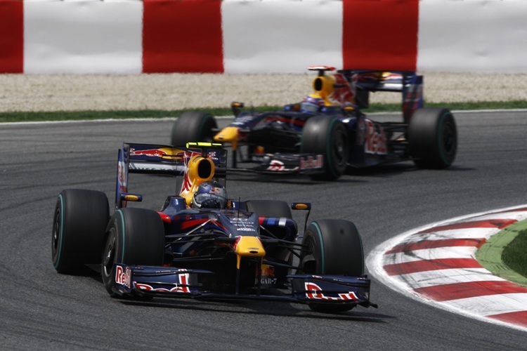 Sebastian Vettel und Mark Webber in Barcelona.