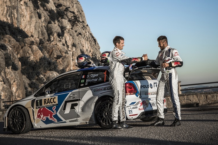 Sébastien Ogier und Neymar Jr. (re.)