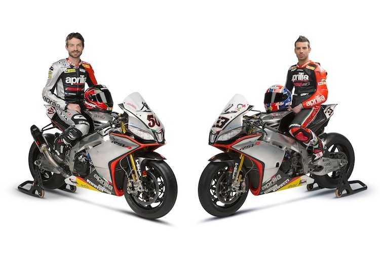 Sylvain Guintoli und Marco Melandri auf ihren neuen Bikes