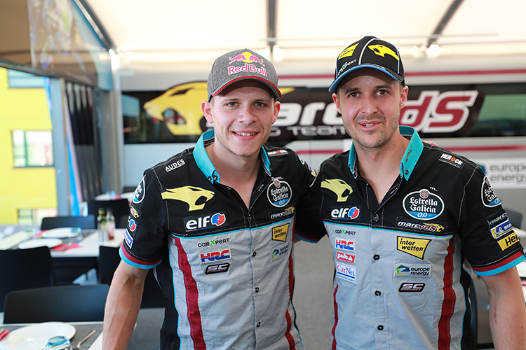 Auf dem Sachsenring Teamkollegen: Stefan Bradl (li.) und Tom Lüthi