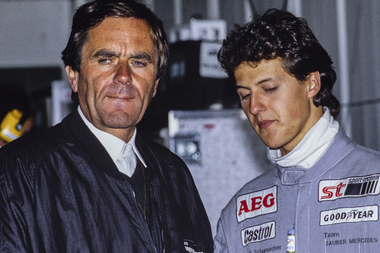 Jochen Neerpasch 1990 mit Michael Schumacher 