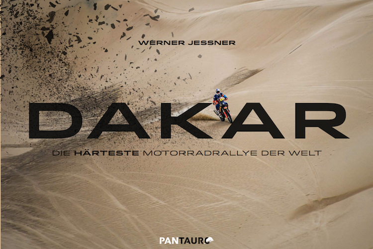 Im Buch wird die 40-jährige Geschichte der Motorradfahrer bei der Rallye Dakar auf 340 Seiten erzählt