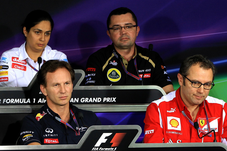 Die Teamchef Monisha Kaltenborn und Eric Boullier (oben), Christian Horner und Stefano Domenicali