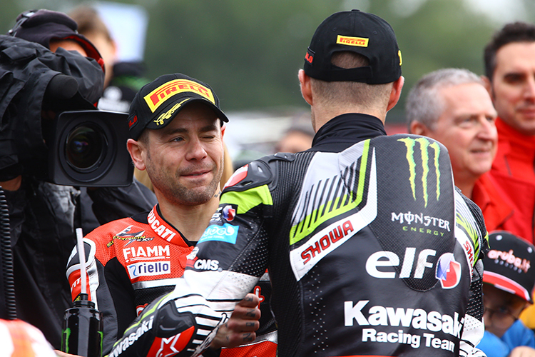 Alvaro Bautista (li.) und Jonathan Rea