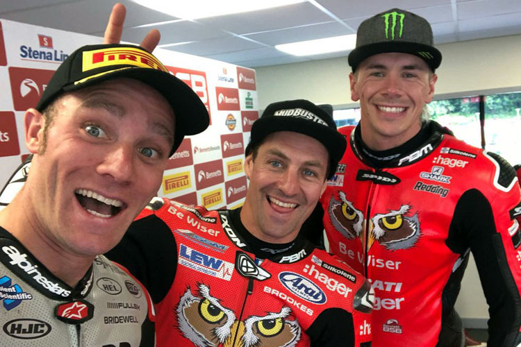 Die BSB-Titelfavoriten Tommy Bridewell, Joshua Brookes und Scott Redding (v.l.)