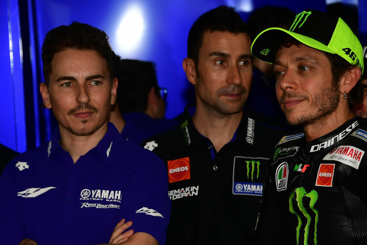 Jorge Lorenzo und Valentino Rossi bei der Yamaha-Teamvorstellung 2020