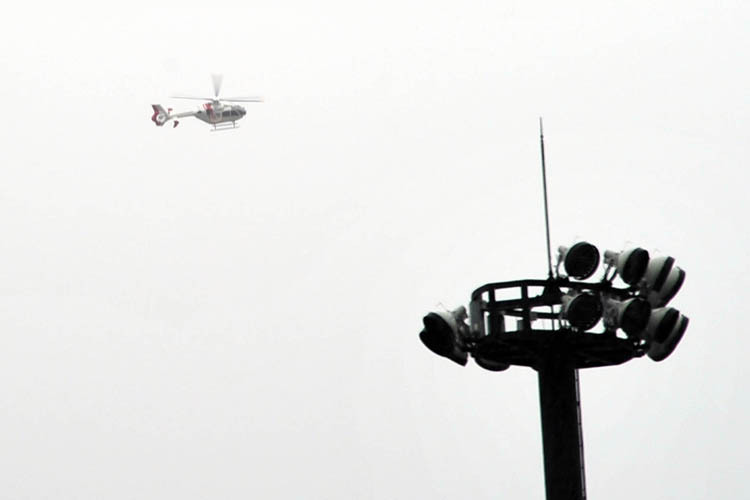 Samstagmorgen in Motegi: Erstmals an diesem Rennwochenende durfte ein Hubschrauber abheben