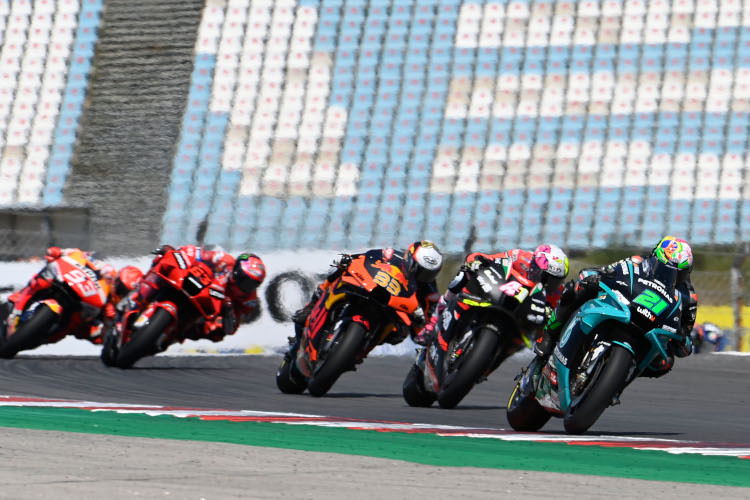 Franco Morbidelli vor Aleix Espargaró, Brad Binder, Pecco Bagnaia und Marc Márquez