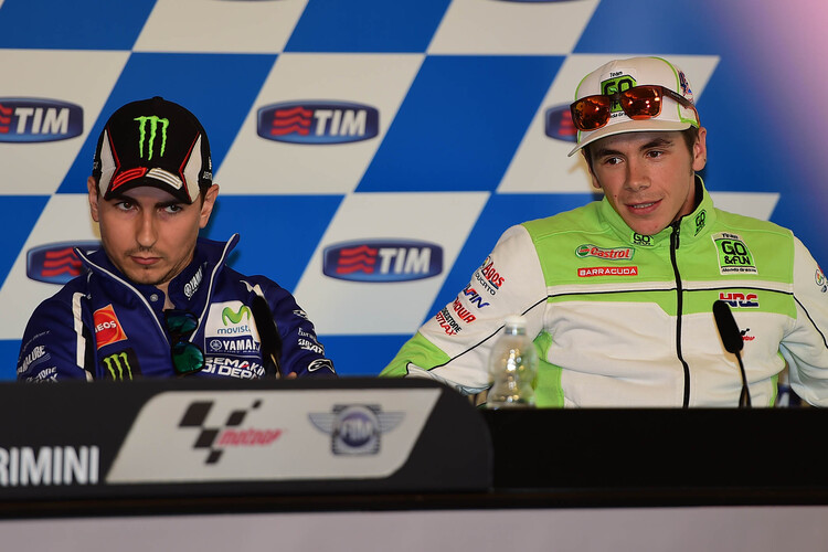 Scott Redding (re.) will 2015 mit Stars wie Jorge Lorenzo (li.) kämpfen