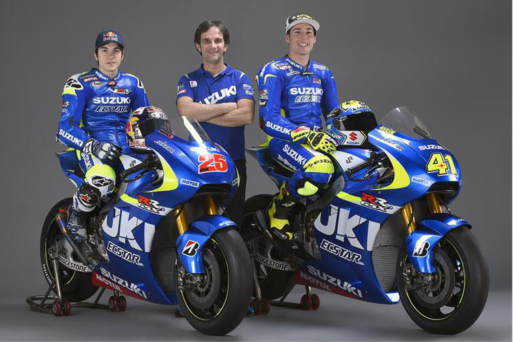 Das starke neue Ecstar-Suzuki-Team: Vinales, Teamchef Brivio und Vinales