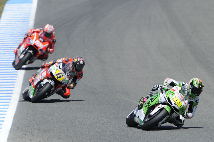 Alvaro Bautista (19) vor Bradl und Hayden