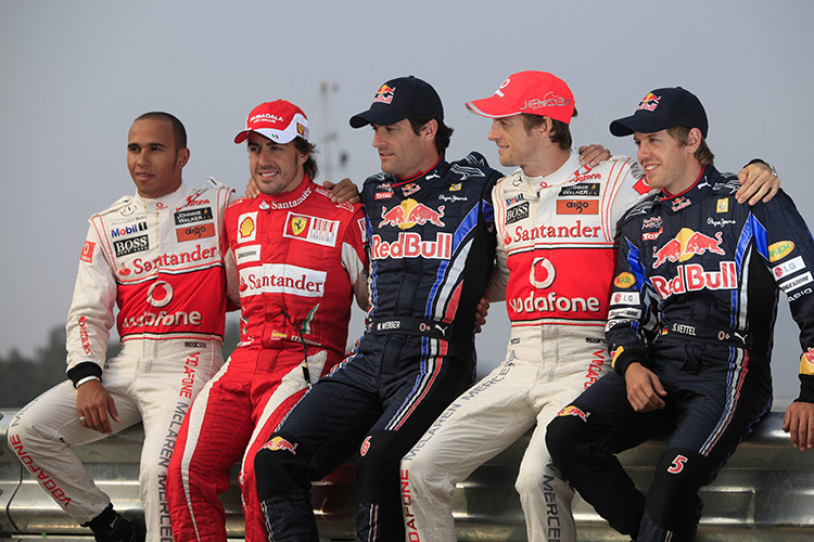 Die Stars der Saison 2010: Hamilton, Alonso, Webber, Button und Vettel