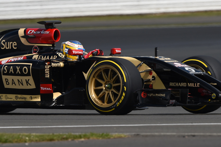 Charles Pic 2014 in Silverstone im Lotus mit 18-Zoll-Rädern
