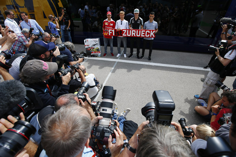 Sebastian Vettel, Nico Rosberg, Nico Hülkenberg und Pascal Wehrlein freuen sich auf den Deutschland-GP