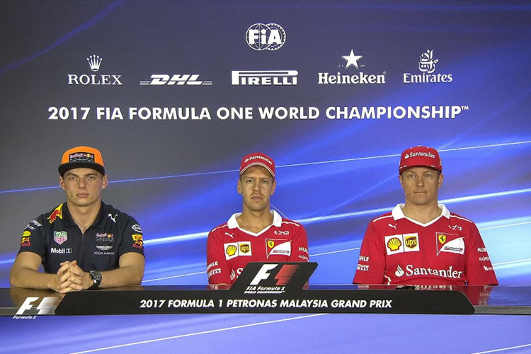 Max Verstappen, Sebastian Vettel und Kimi Räikkönen