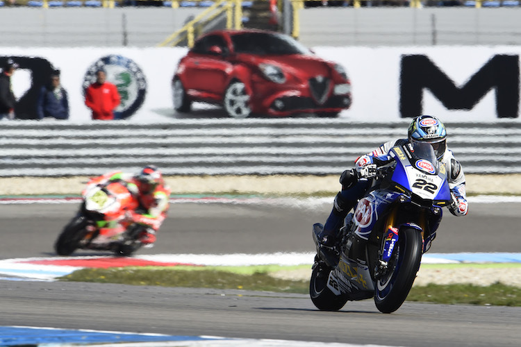 Alex Lowes blieb zu lange mit Regenreifen auf trockener Piste