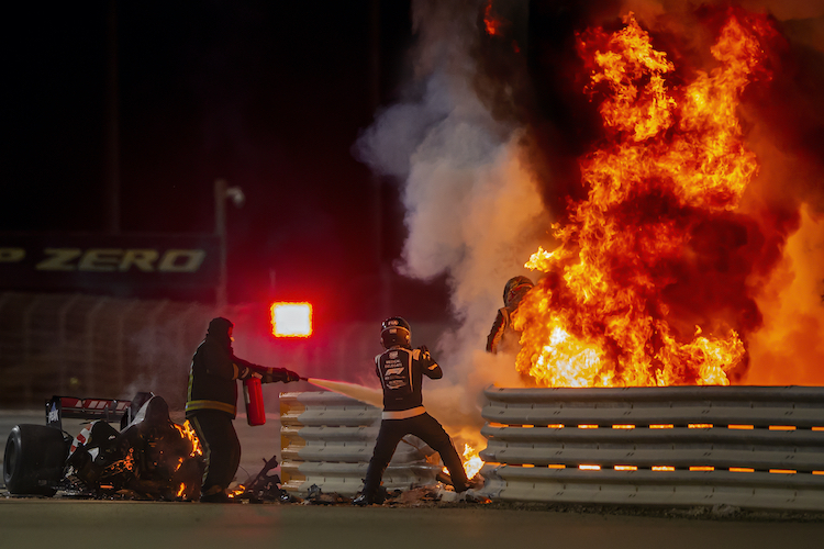 Romain Grosjean hatte bei seinem Feuerunfall extrem viel Glück, wie Vettel betont