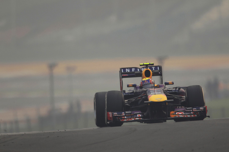 Mark Webber auf dem Weg zur zweitschnellsten Zeit im Indien-Training