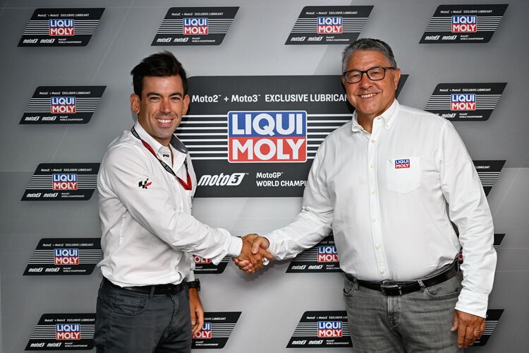 Carlos Ezpeleta (Dorna) und Peter Baumann (Liqui Moly)