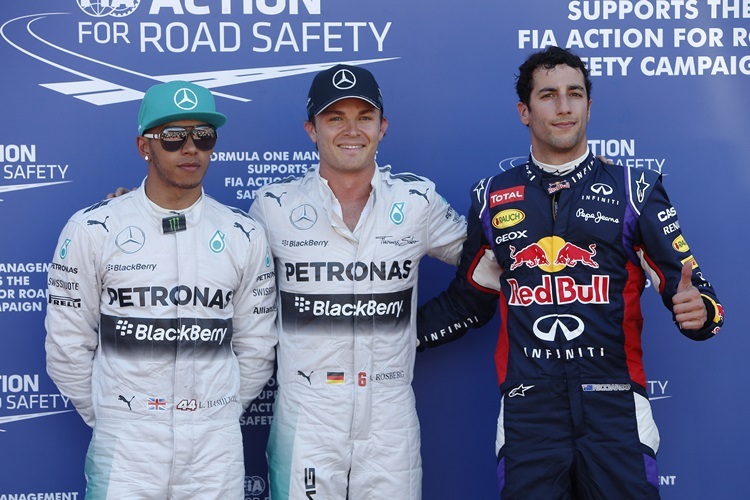 Nico Rosberg sichert sich die Pole-Position vor Lewis Hamilton und Daniel Ricciardo