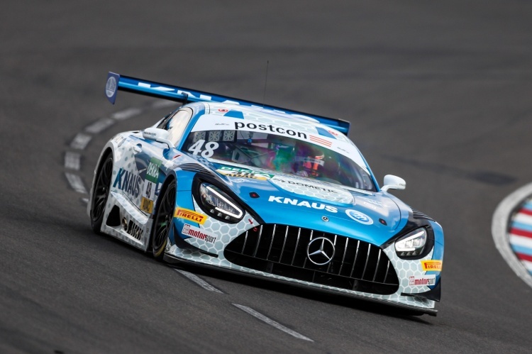 Lag beim Test des ADAC GT Masters auf dem Lausitzring vorne: Der Mercedes-AMG GT3 von HTP-Winward
