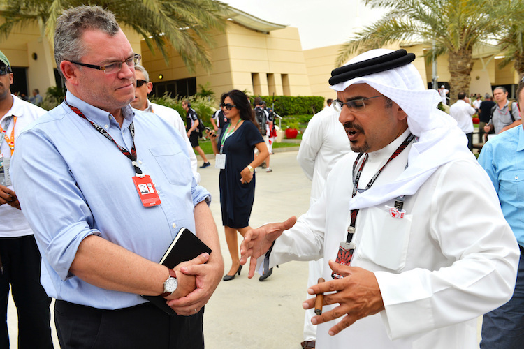 Joe Saward 2019 mit dem Kronprinzen von Bahrain, Scheich Salman bin Isa Hamad Al Khalifa