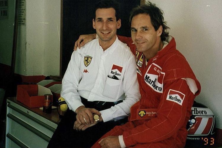 Maurizio Leschiutta mit Gerhard Berger zu Ferrari-Zeiten