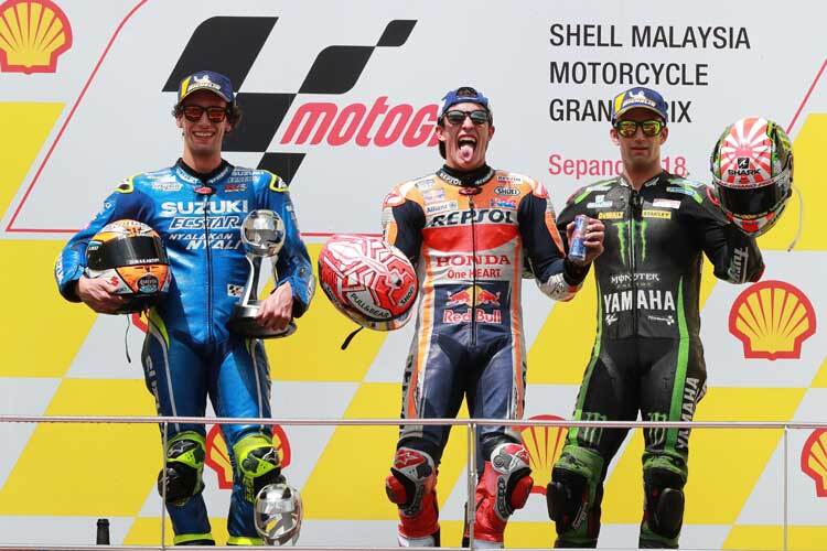 Marc Márquez siegt in Malaysia vor Alex Rins und Johann Zarco