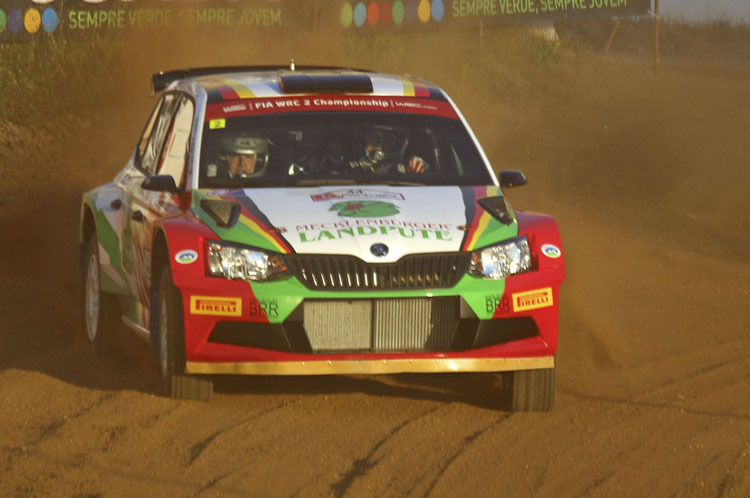 Platz zehn nach der ersten Portugal-Etappe – Armin Kremer/Pirmin Winklhofer im einzigen privaten Skoda Fabia R5 