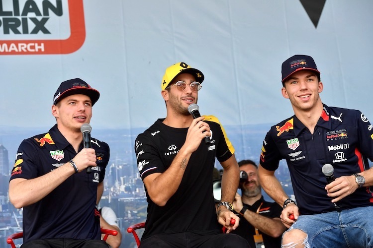 Max Verstappen, Daniel Ricciardo und Pierre Gasly