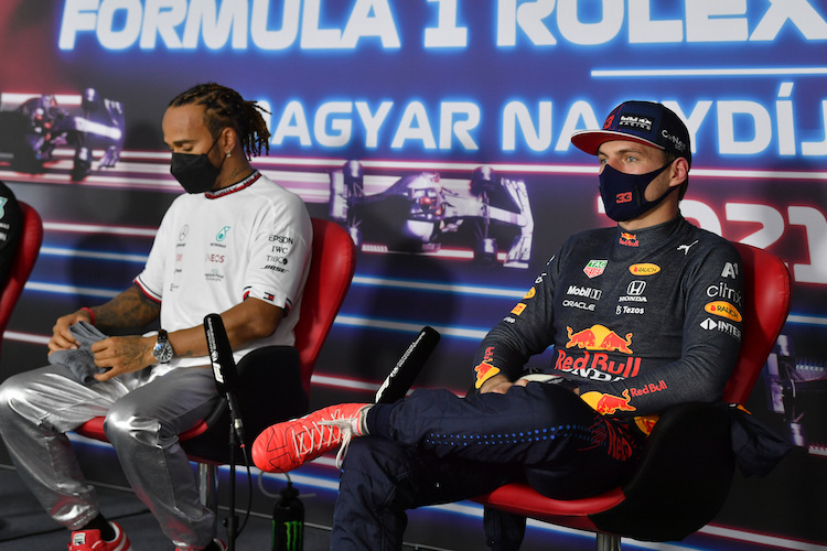 Max Verstappen und Lewis Hamilton