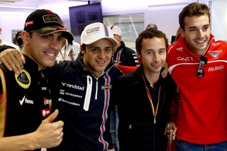 Nicolas Todt (Zweiter von rechts) mit seinen Schützlingen Maldonado, Massa und Bianchi