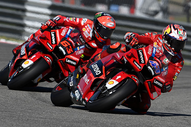 In Texas: Die beiden Ducati-Stars Jack Miller (43) und Pecco Bagnaia (63)