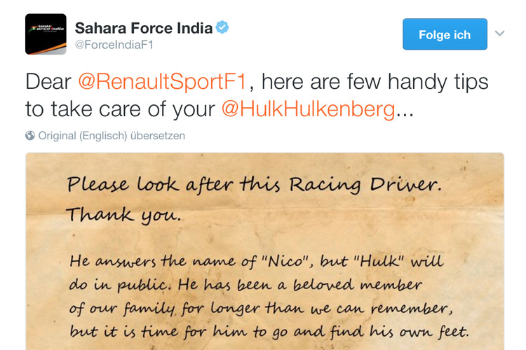 Force India: Gebrauchsanweisung für Nico Hülkenberg